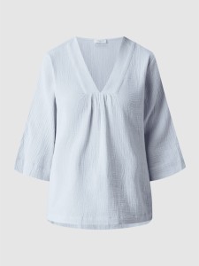 Niebieska bluzka Jc Sophie z długim rękawem z bawełny z dekoltem w kształcie litery v