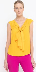 Żółta bluzka Deni Cler Milano bez rękawów w stylu klasycznym z jedwabiu