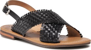 Czarne sandały Geox w stylu casual z klamrami z płaską podeszwą