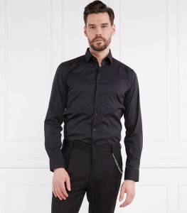 Czarna koszula Hugo Boss w stylu casual z długim rękawem z klasycznym kołnierzykiem