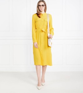 Żółta sukienka Marella w stylu casual midi z jedwabiu