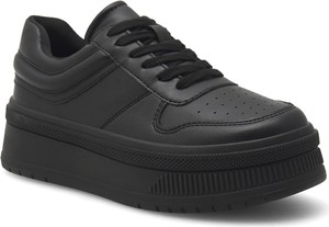 Czarne buty sportowe DeeZee sznurowane w sportowym stylu na platformie
