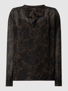 Brązowa bluzka Esprit z dekoltem w kształcie litery v w stylu casual z długim rękawem
