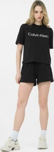 Czarny t-shirt Calvin Klein z krótkim rękawem w sportowym stylu z okrągłym dekoltem