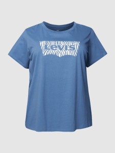 Niebieski t-shirt Levi’s® Plus z okrągłym dekoltem z bawełny w młodzieżowym stylu