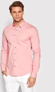 Różowa koszula Calvin Klein w stylu casual z długim rękawem