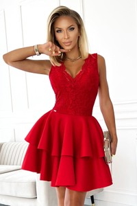 Czerwona sukienka NUMOCO z dekoltem w kształcie litery v