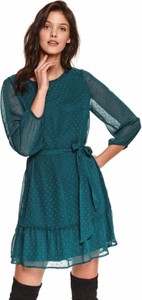 Zielona sukienka Top Secret w stylu casual z długim rękawem z dekoltem w kształcie litery v