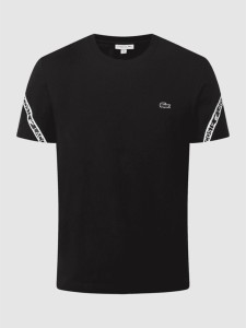Czarny t-shirt Lacoste z krótkim rękawem w stylu casual z bawełny