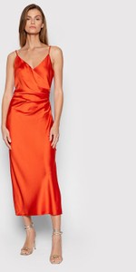 Pomarańczowa sukienka Imperial maxi na ramiączkach z dekoltem w kształcie litery v