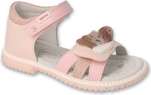 Różowe buty dziecięce letnie Befado dla dziewczynek na rzepy ze skóry