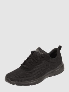 Czarne buty sportowe Skechers z płaską podeszwą z tkaniny