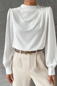Bluzka IVET z okrągłym dekoltem w stylu klasycznym