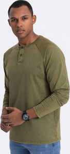 Zielona koszulka z długim rękawem Ombre w rockowym stylu z bawełny z długim rękawem