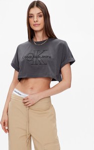 Bluzka Calvin Klein w młodzieżowym stylu z okrągłym dekoltem
