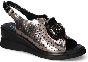 Czarne sandały Filippo z klamrami w stylu casual na koturnie