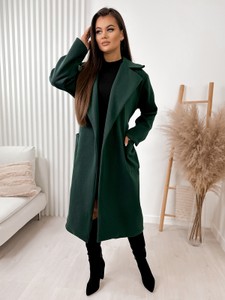 Zielony płaszcz Ubra bez kaptura w stylu casual