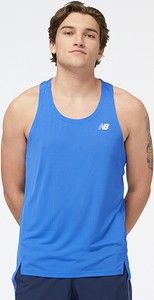 Niebieski t-shirt New Balance w sportowym stylu z krótkim rękawem