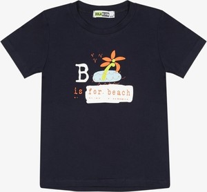 Granatowa koszulka dziecięca born2be dla chłopców z bawełny