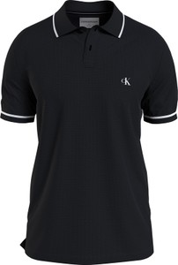 Czarna koszulka polo Calvin Klein w stylu casual z krótkim rękawem