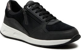 Czarne buty sportowe Geox sznurowane w sportowym stylu z płaską podeszwą