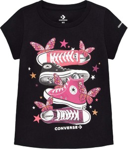 Czarna bluzka dziecięca Converse z bawełny dla dziewczynek