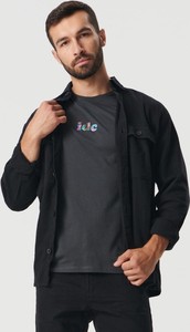 Czarna koszulka z długim rękawem Sinsay z nadrukiem w stylu casual z długim rękawem
