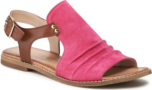 Różowe sandały Nessi z klamrami w stylu casual z płaską podeszwą