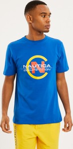 T-shirt Nautica w sportowym stylu z krótkim rękawem z nadrukiem