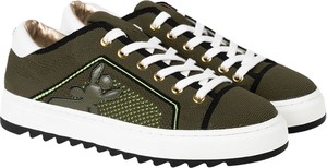 Zielone buty sportowe ubierzsie.com w sportowym stylu sznurowane z płaską podeszwą