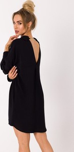 Czarna sukienka MOE z długim rękawem koszulowa w stylu casual