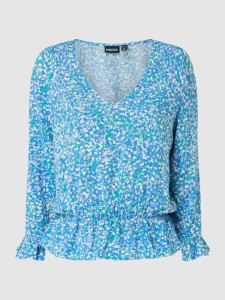 Niebieska bluzka Pieces w stylu casual z dekoltem w kształcie litery v