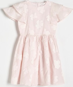 Różowa sukienka dziewczęca Reserved z tkaniny w kwiatki