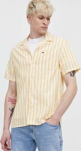 Żółta koszula Tommy Jeans z krótkim rękawem w stylu casual z bawełny