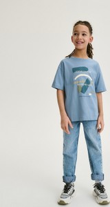 Niebieska koszulka dziecięca Reserved dla chłopców z krótkim rękawem z bawełny