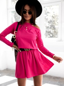 Różowa sukienka SELFIEROOM mini z bawełny w stylu casual