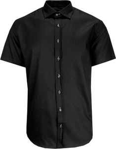 Czarna koszula Quickside z bawełny z klasycznym kołnierzykiem w stylu casual