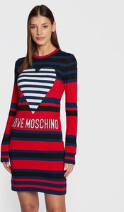 Sukienka Love Moschino z okrągłym dekoltem z długim rękawem