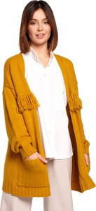 Żółty sweter Be Knit z lnu w stylu boho