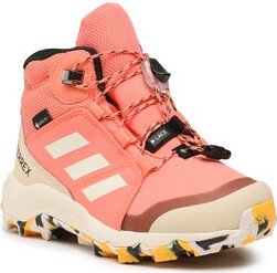 Pomarańczowe buty trekkingowe dziecięce Adidas z goretexu