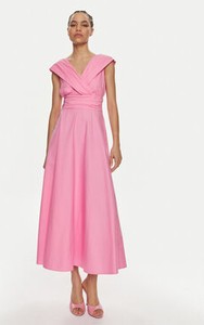 Różowa sukienka Marella z krótkim rękawem z dekoltem w kształcie litery v maxi
