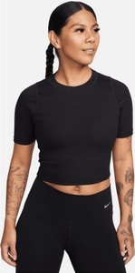 Czarna bluzka Nike z okrągłym dekoltem z krótkim rękawem w sportowym stylu