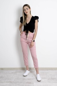 Różowe spodnie Olika w stylu casual