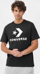 Czarny t-shirt Converse z bawełny z nadrukiem w młodzieżowym stylu