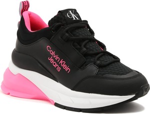 Czarne buty sportowe Calvin Klein sznurowane na platformie