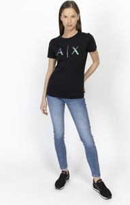 Czarny t-shirt Armani Exchange z okrągłym dekoltem z krótkim rękawem