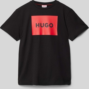 Czarna koszulka dziecięca Hugo Boss z bawełny