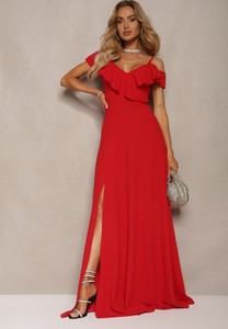 Czerwona sukienka Renee hiszpanka z krótkim rękawem