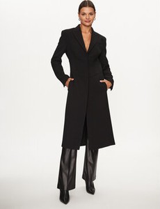 Czarny płaszcz Pinko z wełny bez kaptura w stylu casual