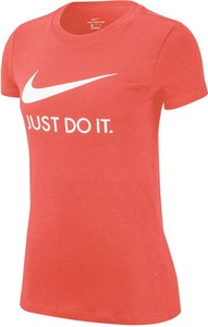 Czerwony t-shirt Nike z okrągłym dekoltem w sportowym stylu